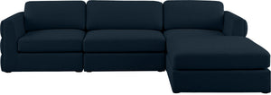Beckham Linen Textured Fabric / Engineered Wood / Foam Contemporary Navy Durable Linen Textured Fabric Modular Sectional - 114" W x 76" D x 32.5" H