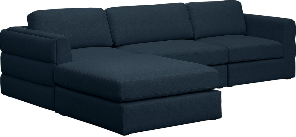 Beckham Linen Textured Fabric / Engineered Wood / Foam Contemporary Navy Durable Linen Textured Fabric Modular Sectional - 114" W x 76" D x 32.5" H