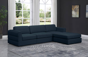 Beckham Linen Textured Fabric / Engineered Wood / Foam Contemporary Navy Durable Linen Textured Fabric Modular Sectional - 114" W x 76" D x 32.5" H