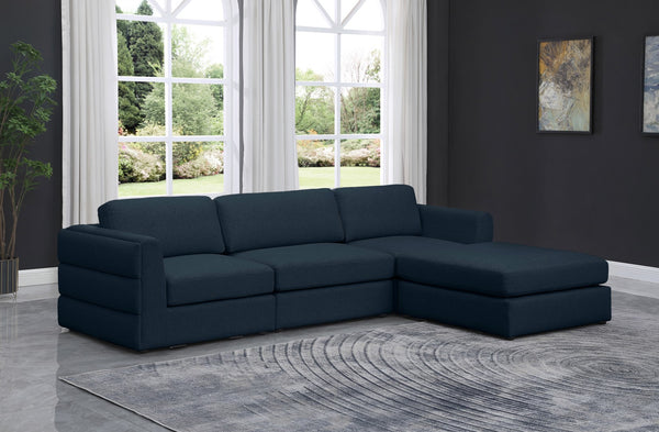 Beckham Linen Textured Fabric / Engineered Wood / Foam Contemporary Navy Durable Linen Textured Fabric Modular Sectional - 114" W x 76" D x 32.5" H
