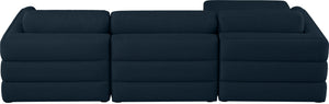 Beckham Linen Textured Fabric / Engineered Wood / Foam Contemporary Navy Durable Linen Textured Fabric Modular Sectional - 114" W x 76" D x 32.5" H