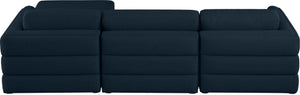 Beckham Linen Textured Fabric / Engineered Wood / Foam Contemporary Navy Durable Linen Textured Fabric Modular Sectional - 114" W x 76" D x 32.5" H