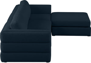 Beckham Linen Textured Fabric / Engineered Wood / Foam Contemporary Navy Durable Linen Textured Fabric Modular Sectional - 114" W x 76" D x 32.5" H