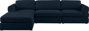 Beckham Linen Textured Fabric / Engineered Wood / Foam Contemporary Navy Durable Linen Textured Fabric Modular Sectional - 114" W x 76" D x 32.5" H