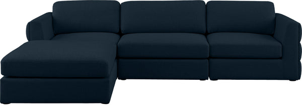 Beckham Linen Textured Fabric / Engineered Wood / Foam Contemporary Navy Durable Linen Textured Fabric Modular Sectional - 114" W x 76" D x 32.5" H