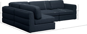 Beckham Linen Textured Fabric / Engineered Wood / Foam Contemporary Navy Durable Linen Textured Fabric Modular Sectional - 114" W x 76" D x 32.5" H