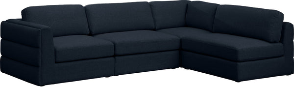 Beckham Linen Textured Fabric / Engineered Wood / Foam Contemporary Navy Durable Linen Textured Fabric Modular Sectional - 114" W x 76" D x 32.5" H