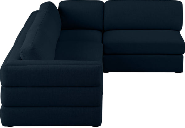Beckham Linen Textured Fabric / Engineered Wood / Foam Contemporary Navy Durable Linen Textured Fabric Modular Sectional - 114" W x 76" D x 32.5" H