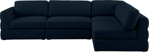 Beckham Linen Textured Fabric / Engineered Wood / Foam Contemporary Navy Durable Linen Textured Fabric Modular Sectional - 114" W x 76" D x 32.5" H