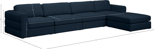 Beckham Linen Textured Fabric / Engineered Wood / Foam Contemporary Navy Durable Linen Textured Fabric Modular Sectional - 152" W x 76" D x 32.5" H