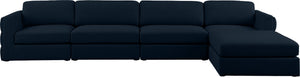 Beckham Linen Textured Fabric / Engineered Wood / Foam Contemporary Navy Durable Linen Textured Fabric Modular Sectional - 152" W x 76" D x 32.5" H