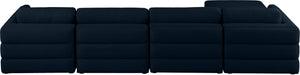 Beckham Linen Textured Fabric / Engineered Wood / Foam Contemporary Navy Durable Linen Textured Fabric Modular Sectional - 152" W x 76" D x 32.5" H