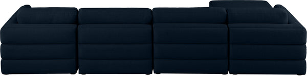 Beckham Linen Textured Fabric / Engineered Wood / Foam Contemporary Navy Durable Linen Textured Fabric Modular Sectional - 152" W x 76" D x 32.5" H