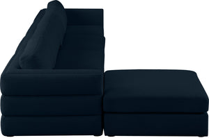 Beckham Linen Textured Fabric / Engineered Wood / Foam Contemporary Navy Durable Linen Textured Fabric Modular Sectional - 152" W x 76" D x 32.5" H