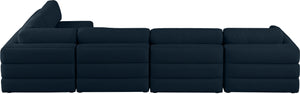 Beckham Linen Textured Fabric / Engineered Wood / Foam Contemporary Navy Durable Linen Textured Fabric Modular Sectional - 152" W x 76" D x 32.5" H