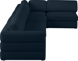 Beckham Linen Textured Fabric / Engineered Wood / Foam Contemporary Navy Durable Linen Textured Fabric Modular Sectional - 152" W x 76" D x 32.5" H
