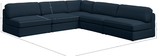Beckham Linen Textured Fabric / Engineered Wood / Foam Contemporary Navy Durable Linen Textured Fabric Modular Sectional - 114" W x 114" D x 32.5" H