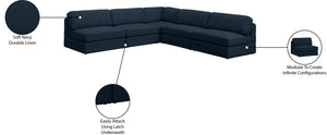 Beckham Linen Textured Fabric / Engineered Wood / Foam Contemporary Navy Durable Linen Textured Fabric Modular Sectional - 114" W x 114" D x 32.5" H