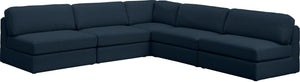 Beckham Linen Textured Fabric / Engineered Wood / Foam Contemporary Navy Durable Linen Textured Fabric Modular Sectional - 114" W x 114" D x 32.5" H