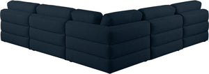 Beckham Linen Textured Fabric / Engineered Wood / Foam Contemporary Navy Durable Linen Textured Fabric Modular Sectional - 114" W x 114" D x 32.5" H