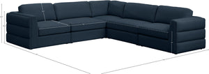 Beckham Linen Textured Fabric / Engineered Wood / Foam Contemporary Navy Durable Linen Textured Fabric Modular Sectional - 114" W x 114" D x 32.5" H