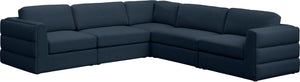 Beckham Linen Textured Fabric / Engineered Wood / Foam Contemporary Navy Durable Linen Textured Fabric Modular Sectional - 114" W x 114" D x 32.5" H