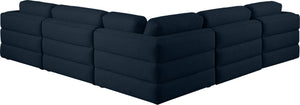 Beckham Linen Textured Fabric / Engineered Wood / Foam Contemporary Navy Durable Linen Textured Fabric Modular Sectional - 114" W x 114" D x 32.5" H