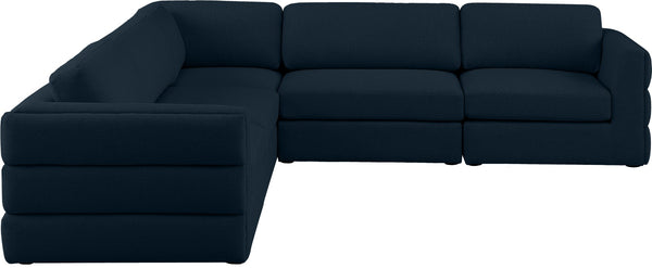 Beckham Linen Textured Fabric / Engineered Wood / Foam Contemporary Navy Durable Linen Textured Fabric Modular Sectional - 114" W x 114" D x 32.5" H
