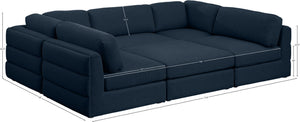 Beckham Linen Textured Fabric / Engineered Wood / Foam Contemporary Navy Durable Linen Textured Fabric Modular Sectional - 114" W x 76" D x 32.5" H