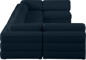 Beckham Linen Textured Fabric / Engineered Wood / Foam Contemporary Navy Durable Linen Textured Fabric Modular Sectional - 152" W x 76" D x 32.5" H