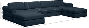 Beckham Linen Textured Fabric / Engineered Wood / Foam Contemporary Navy Durable Linen Textured Fabric Modular Sectional - 152" W x 76" D x 32.5" H