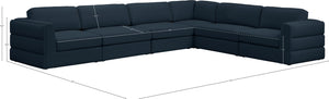 Beckham Linen Textured Fabric / Engineered Wood / Foam Contemporary Navy Durable Linen Textured Fabric Modular Sectional - 152" W x 114" D x 32.5" H