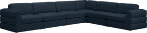 Beckham Linen Textured Fabric / Engineered Wood / Foam Contemporary Navy Durable Linen Textured Fabric Modular Sectional - 152" W x 114" D x 32.5" H
