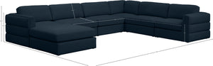 Beckham Linen Textured Fabric / Engineered Wood / Foam Contemporary Navy Durable Linen Textured Fabric Modular Sectional - 152" W x 114" D x 32.5" H