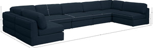 Beckham Linen Textured Fabric / Engineered Wood / Foam Contemporary Navy Durable Linen Textured Fabric Modular Sectional - 190" W x 76" D x 32.5" H