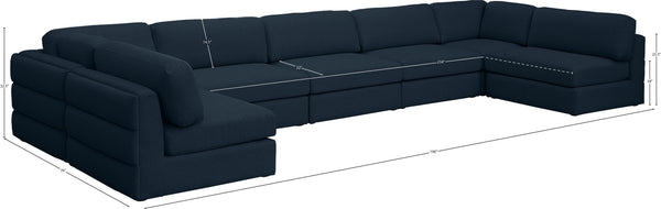 Beckham Linen Textured Fabric / Engineered Wood / Foam Contemporary Navy Durable Linen Textured Fabric Modular Sectional - 190" W x 76" D x 32.5" H