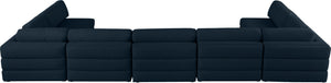 Beckham Linen Textured Fabric / Engineered Wood / Foam Contemporary Navy Durable Linen Textured Fabric Modular Sectional - 190" W x 76" D x 32.5" H