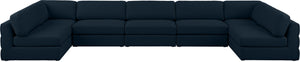 Beckham Linen Textured Fabric / Engineered Wood / Foam Contemporary Navy Durable Linen Textured Fabric Modular Sectional - 190" W x 76" D x 32.5" H