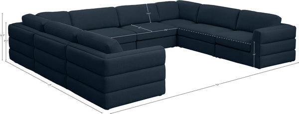 Beckham Linen Textured Fabric / Engineered Wood / Foam Contemporary Navy Durable Linen Textured Fabric Modular Sectional - 152" W x 114" D x 32.5" H