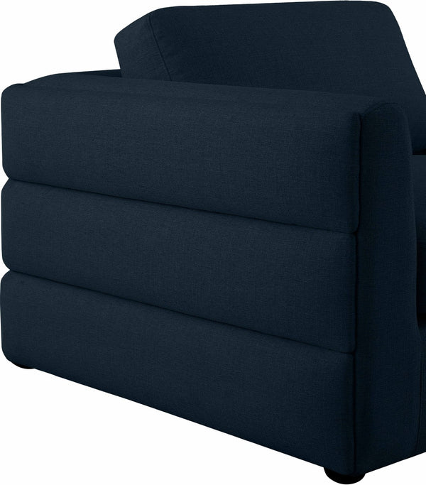 Beckham Linen Textured Fabric / Engineered Wood / Foam Contemporary Navy Durable Linen Textured Fabric Modular Sectional - 152" W x 114" D x 32.5" H