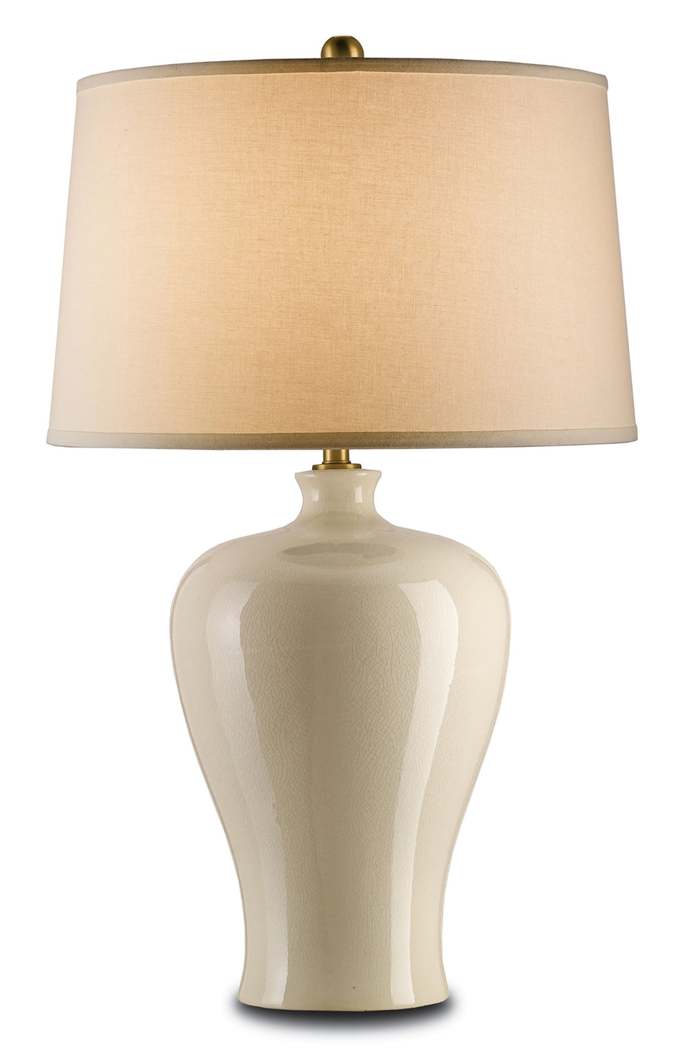 Blaise Table Lamp - Elegant Cream Crackle Porcelain with Off-White Linen Shade for Serene Lighting