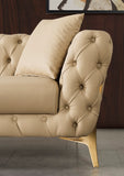 Aurora Faux Leather / Stainless Steel / Engineered Wood /Foam Contemporary Beige Faux Leather Chair - 41" W x 33" D x 28.5" H