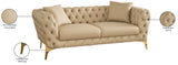 Aurora Faux Leather / Stainless Steel / Engineered Wood /Foam Contemporary Beige Faux Leather Loveseat - 74" W x 33" D x 28.5" H