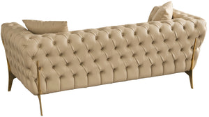 Aurora Faux Leather / Stainless Steel / Engineered Wood /Foam Contemporary Beige Faux Leather Loveseat - 74" W x 33" D x 28.5" H