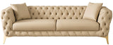 Aurora Faux Leather / Stainless Steel / Engineered Wood /Foam Contemporary Beige Faux Leather Sofa - 88" W x 33" D x 28.5" H