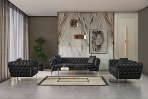 Aurora Faux Leather / Stainless Steel / Engineered Wood /Foam Contemporary Black Faux Leather Chair - 41" W x 33" D x 28.5" H