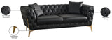Aurora Faux Leather / Stainless Steel / Engineered Wood /Foam Contemporary Black Faux Leather Loveseat - 74" W x 33" D x 28.5" H