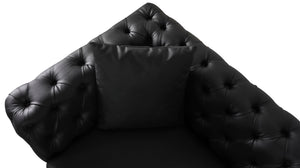 Aurora Faux Leather / Stainless Steel / Engineered Wood /Foam Contemporary Black Faux Leather Loveseat - 74" W x 33" D x 28.5" H