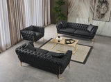 Aurora Faux Leather / Stainless Steel / Engineered Wood /Foam Contemporary Black Faux Leather Sofa - 88" W x 33" D x 28.5" H