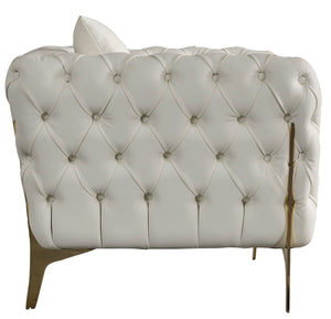 Aurora Faux Leather / Stainless Steel / Engineered Wood /Foam Contemporary Cream Faux Leather Chair - 41" W x 33" D x 28.5" H